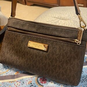 Michael Kors Brown Shoulder Bag with Gold Accents